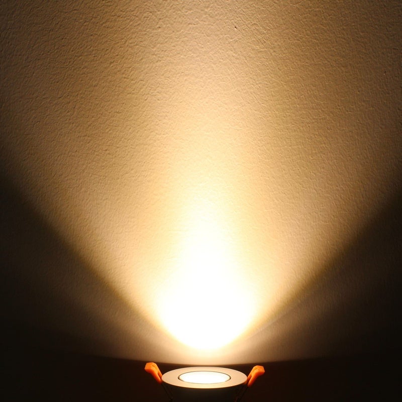 LightingWill 2inch LED Dimmable Downlight, 3W COB Recessed Ceiling Light, Warm White 3000K-3500K, CRI80, 25W 220LM Halogen Bulbs Equivalent, White (10 Pack) - Image 2